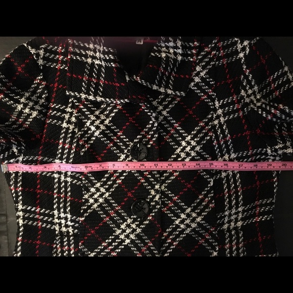 Chico’s Black/Red/White Plaid Lined Coat Size 1 (US Medium/8) - Picture 14 of 16